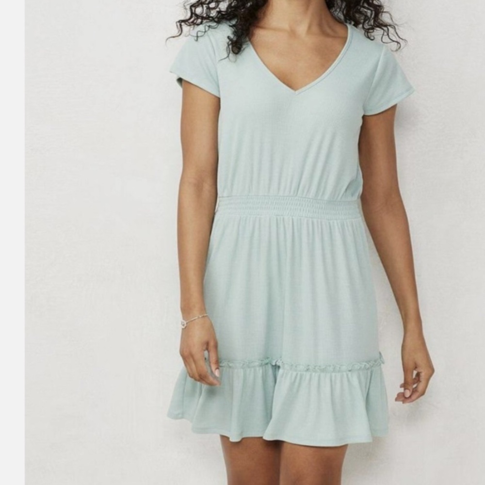 Light Green V-Neck Dress